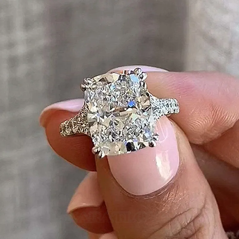 Cushion Cut Diamond White Sterling Silver Engagement Ring Cushion Cut Diamond White Sterling Silver Engagement Ring
