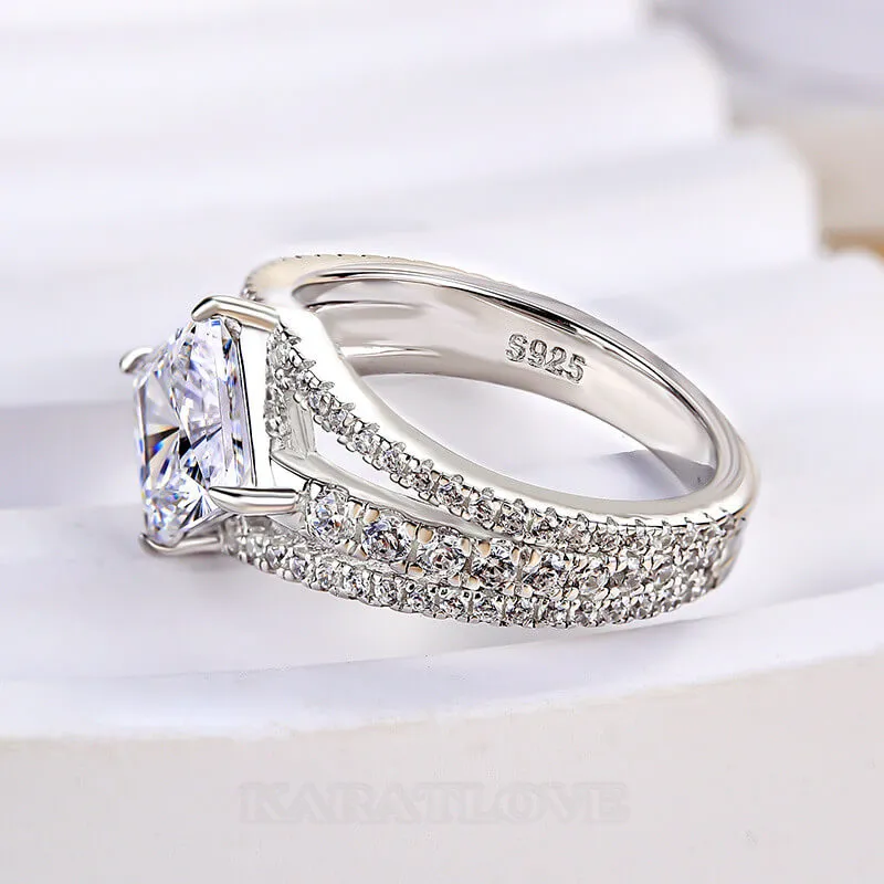 Princess Cut Diamond White Sterling Silver Engagement Ring