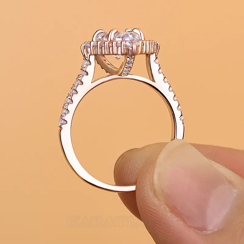 Pear Cut Diamond White Sterling Silver Halo Engagement Ring