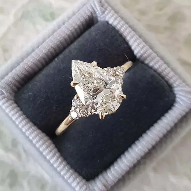 Pear Cut Diamond White Sterling Silver Yellow Gold 3-Stone Engagement Ring Pear Cut Diamond White Sterling Silver Yellow Gold 3-Stone Engagement Ring