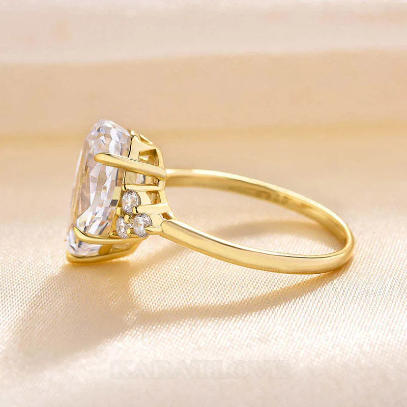Pear Cut Diamond White Sterling Silver Yellow Gold 3-Stone Engagement Ring