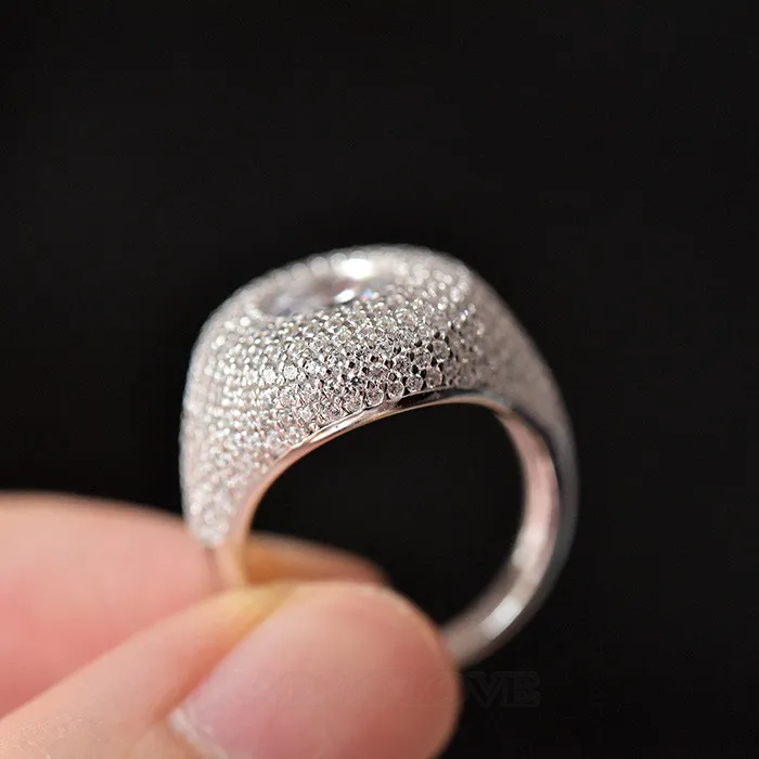 Round Cut Diamond White Sterling Silver Art Deco Engagement Ring