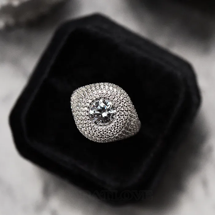 Round Cut Diamond White Sterling Silver Art Deco Engagement Ring