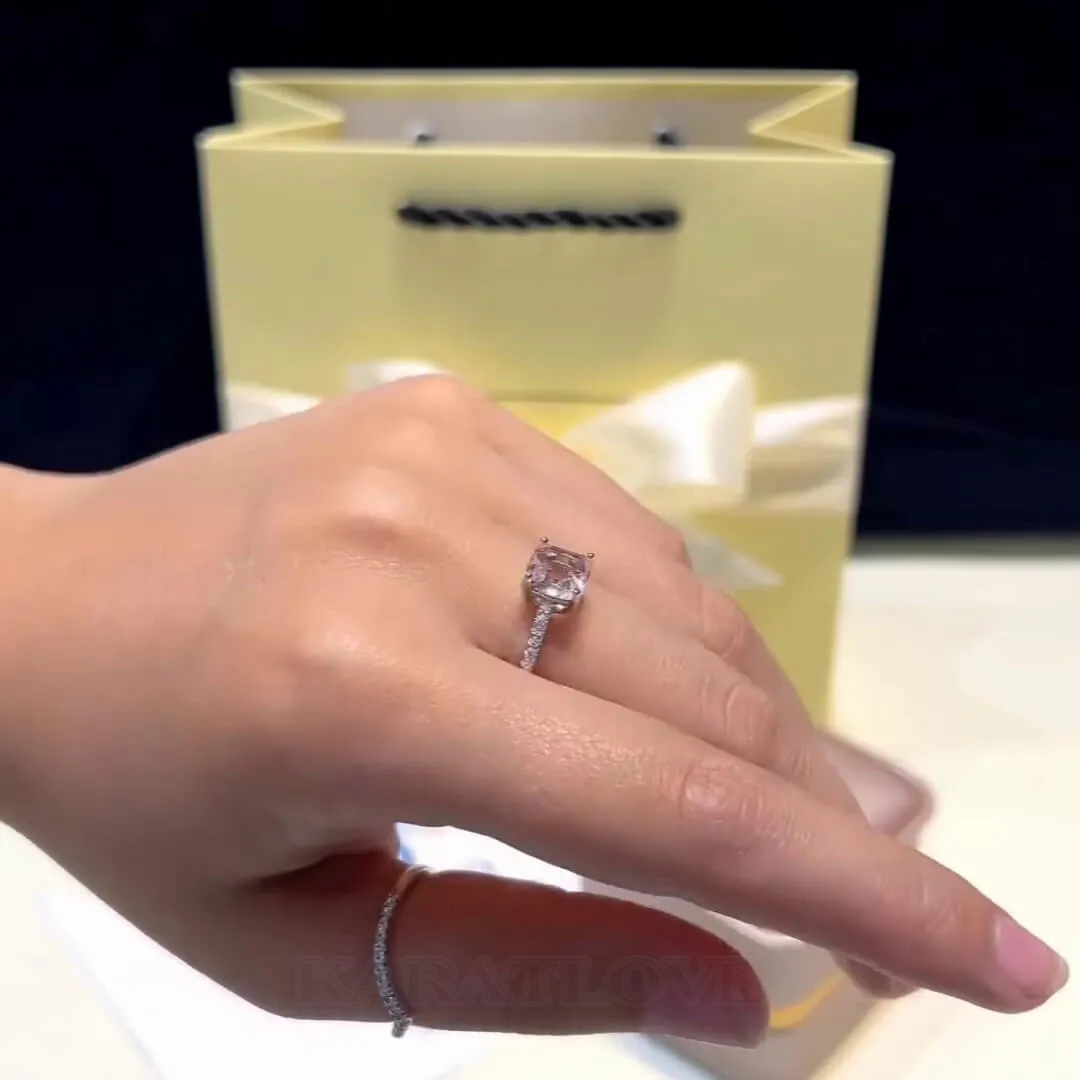 Asscher Cut Diamond White Sterling Silver Classic Engagement Ring