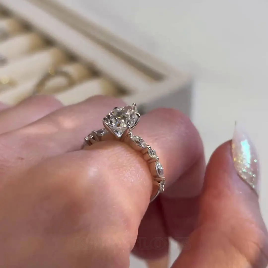 Pear Cut Diamond White Sterling Silver Classic Engagement Ring