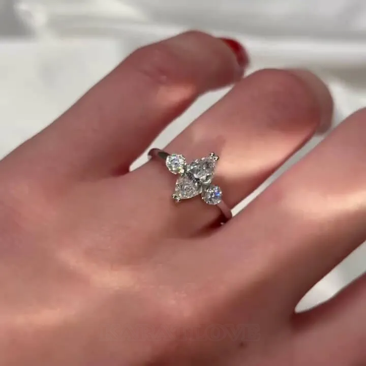 Marquise Cut Diamond White Sterling Silver 3-Stone Engagement Ring Marquise Cut Diamond White Sterling Silver 3-Stone Engagement Ring