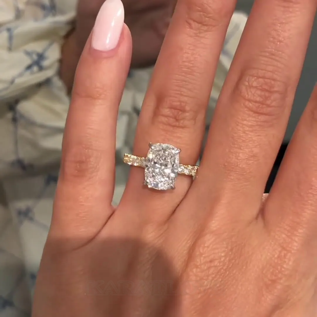 Cushion Cut Diamond White Sterling Silver Yellow Gold Halo Engagement Ring Cushion Cut Diamond White Sterling Silver Yellow Gold Halo Engagement Ring