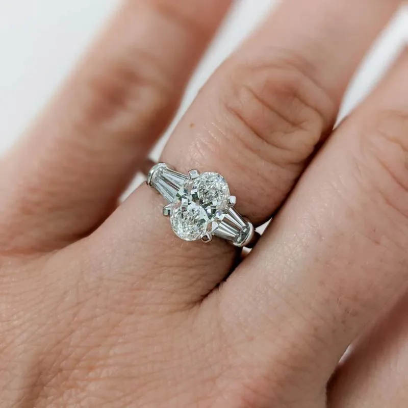 Oval Cut Diamond White Sterling Silver 3-Stone Engagement Ring Oval Cut Diamond White Sterling Silver 3-Stone Engagement Ring