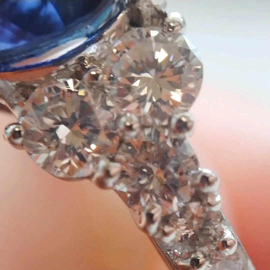 Pear Cut Sapphire Blue Sterling Silver Engagement Ring