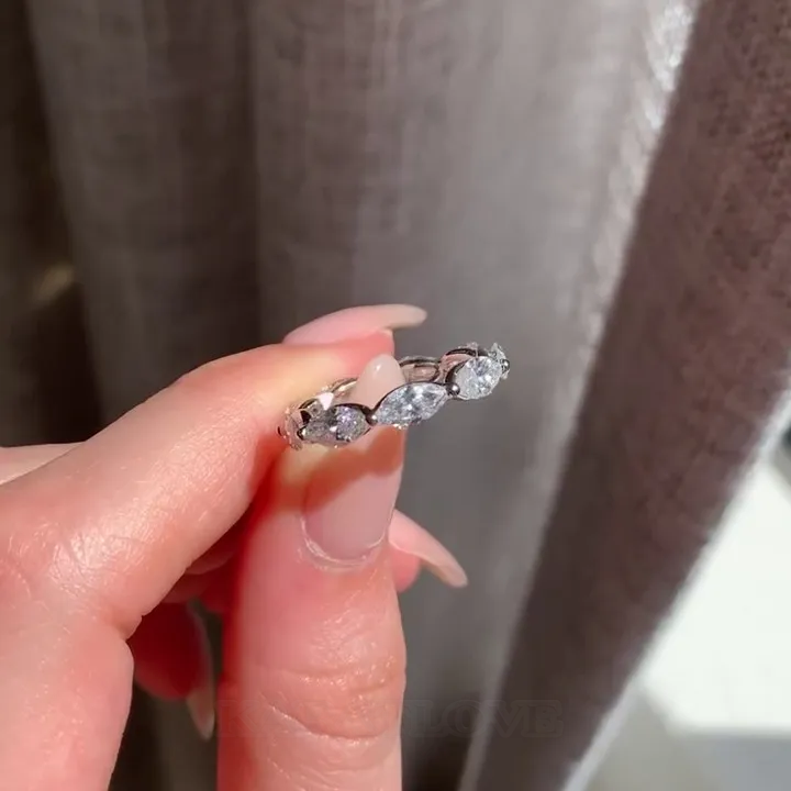 Marquise Cut Diamond White Sterling Silver Engagement Ring