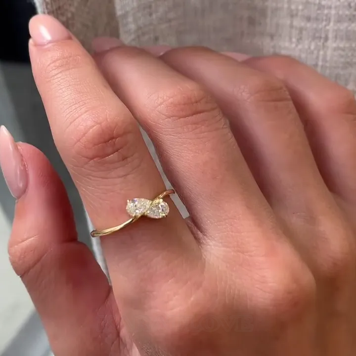 Pear Cut Diamond White Sterling Silver Yellow Gold Engagement Ring Pear Cut Diamond White Sterling Silver Yellow Gold Engagement Ring