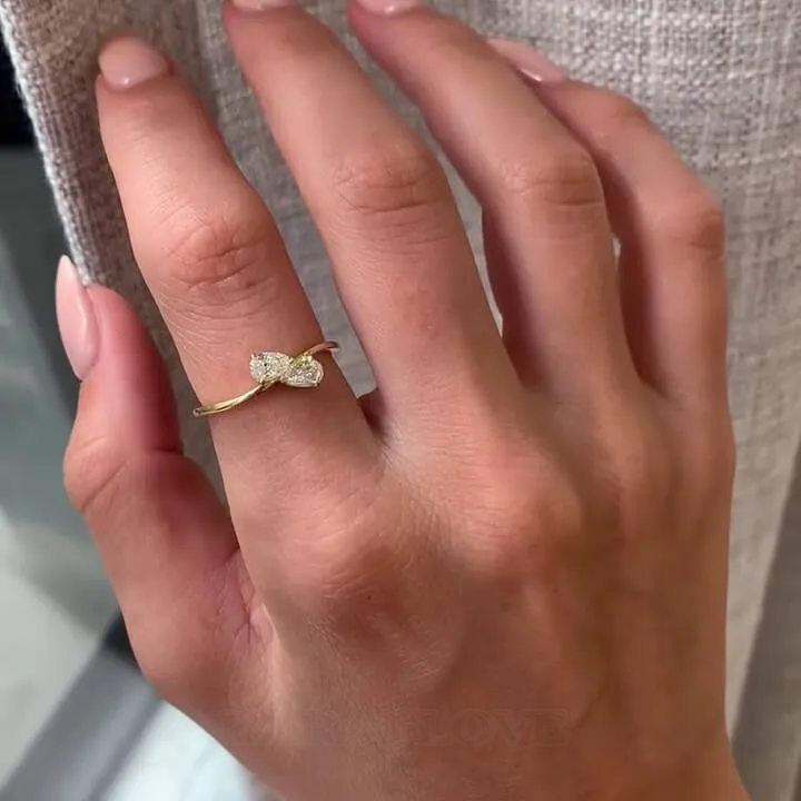 Pear Cut Diamond White Sterling Silver Yellow Gold Engagement Ring