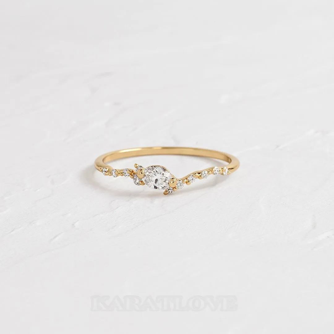 Marquise Cut Diamond White Sterling Silver Yellow Gold Engagement Ring Marquise Cut Diamond White Sterling Silver Yellow Gold Engagement Ring