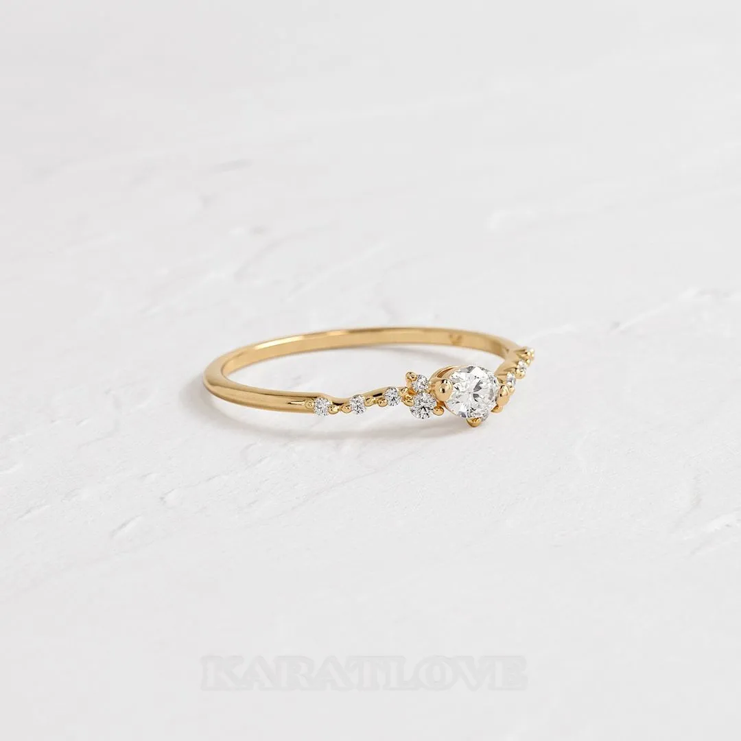 Marquise Cut Diamond White Sterling Silver Yellow Gold Engagement Ring