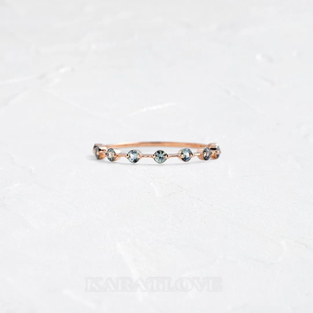 Round Cut Aquamarine Blue Sterling Silver Engagement Ring