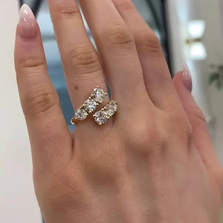 Round Cut Diamond White Sterling Silver Yellow Gold Engagement Ring