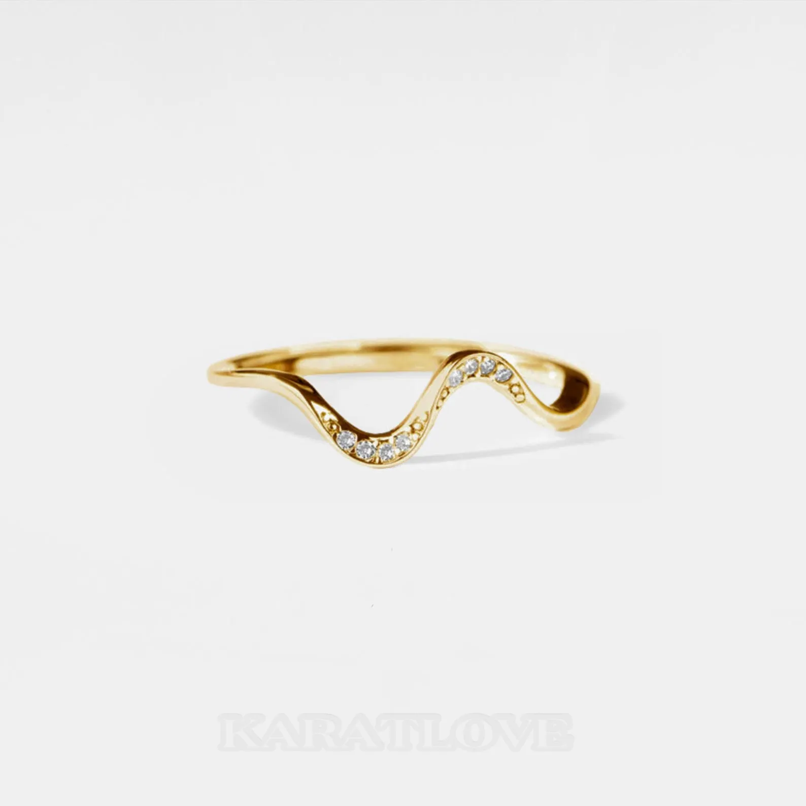 Round Cut Diamond White Sterling Silver Wave Band Ring Round Cut Diamond White Sterling Silver Wave Band Ring