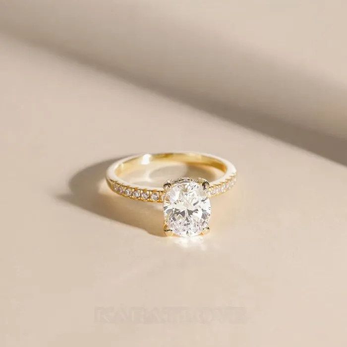 Oval Cut Diamond White Sterling Silver Classic Engagement Ring