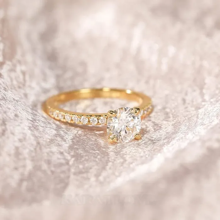 Round Cut Diamond White Sterling Silver Classic Engagement Ring