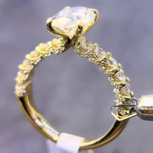Oval Cut Diamond White Yellow Gold Sterling Silver Engagement Ring