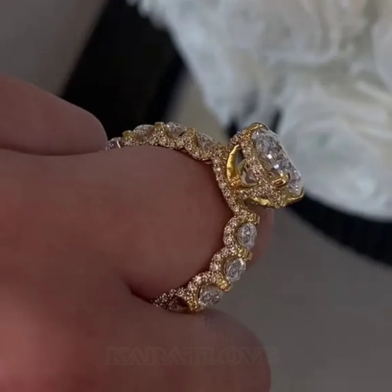 Oval Cut Diamond White 925 Sterling Silver Yellow Gold Hidden Halo Engagement Ring