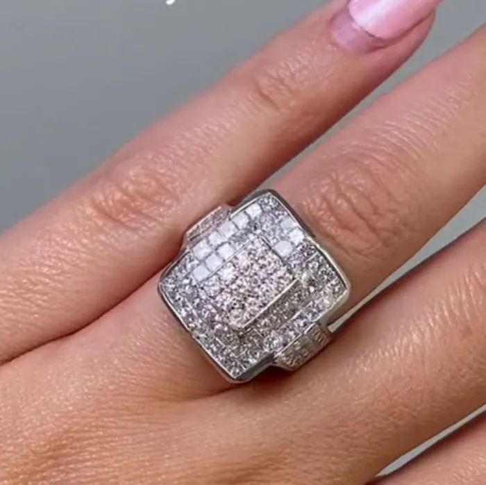 Princess Cut Diamond White 925 Sterling Silver Art Deco Engagement Ring Princess Cut Diamond White 925 Sterling Silver Art Deco Engagement Ring