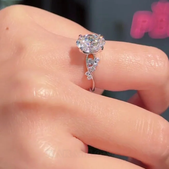 Oval Cut Diamond White 925 Sterling Silver Engagement Ring Oval Cut Diamond White 925 Sterling Silver Engagement Ring