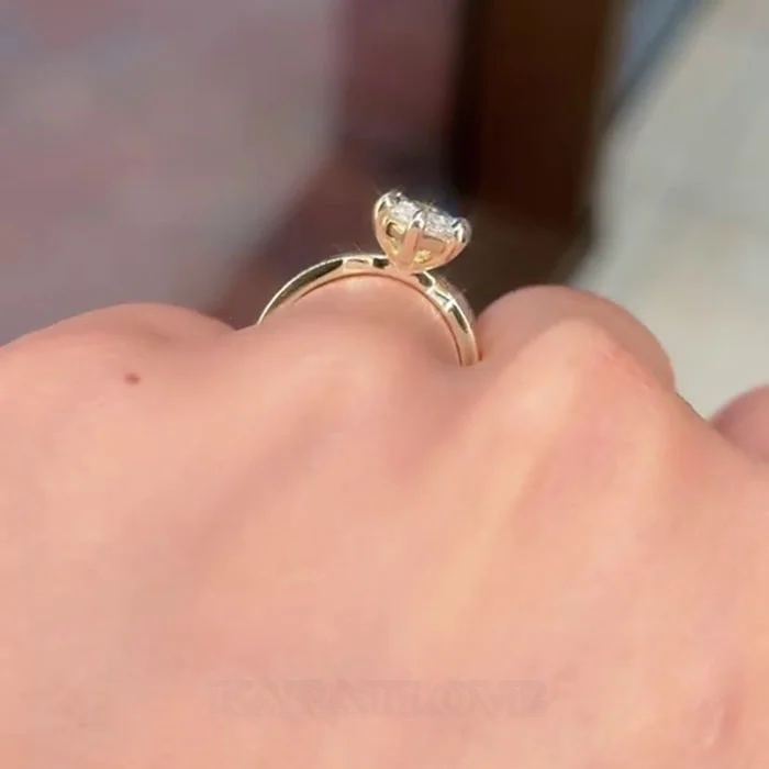 Marquise Cut Diamond White 925 Sterling Yellow Gold Engagement Ring.