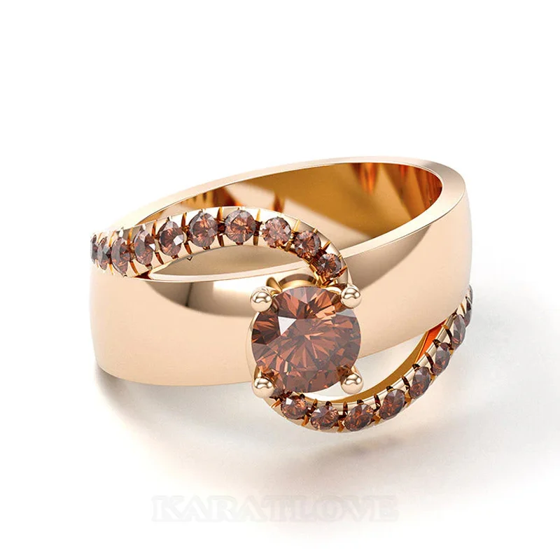 Round Cut Sterling Silver Bypass Engagement Ring Optional Stone/Metal Colors
