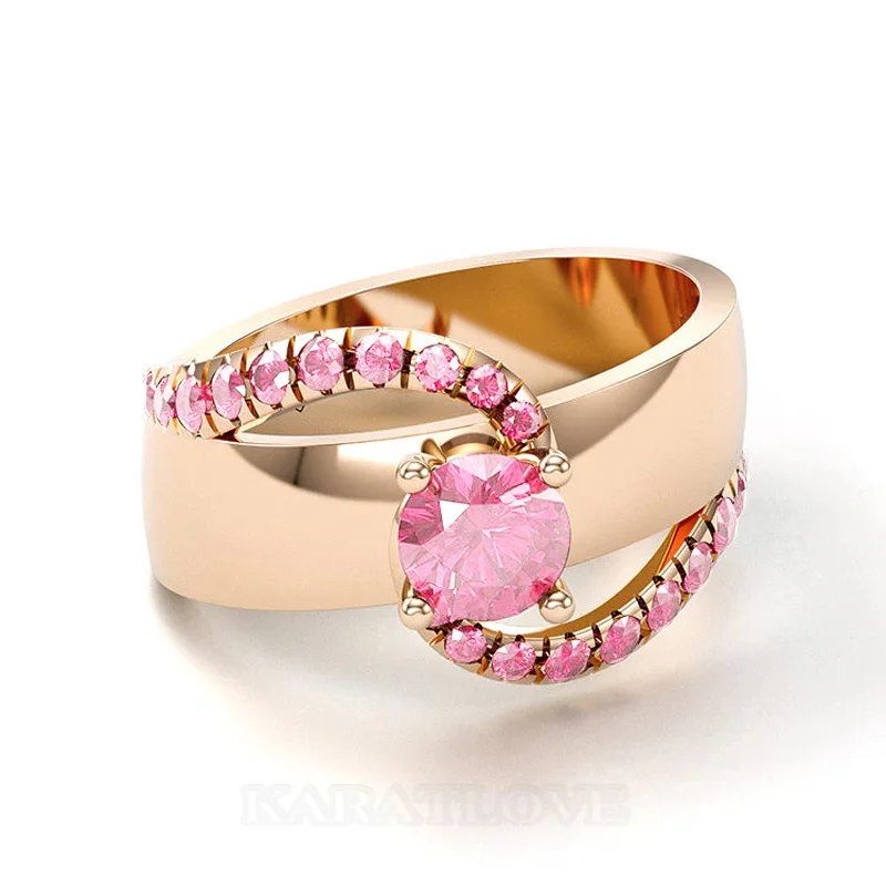 Round Cut Sterling Silver Bypass Engagement Ring Optional Stone/Metal Colors