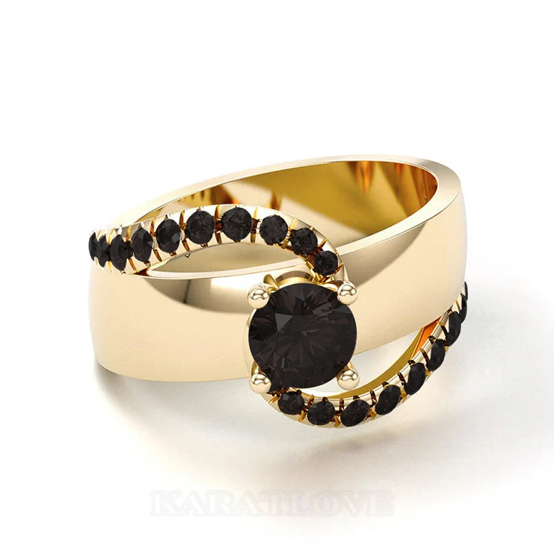 Round Cut Sterling Silver Bypass Engagement Ring Optional Stone/Metal Colors