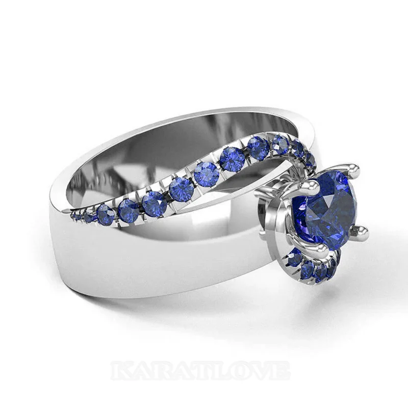 Round Cut Sterling Silver Bypass Engagement Ring Optional Stone/Metal Colors