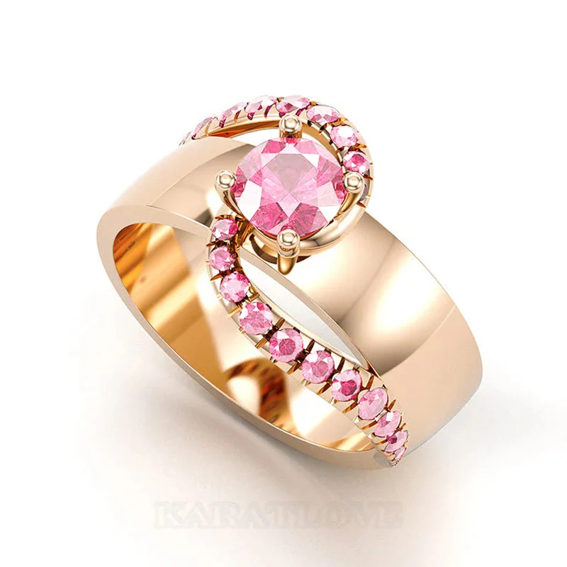 Round Cut Sterling Silver Bypass Engagement Ring Optional Stone/Metal Colors