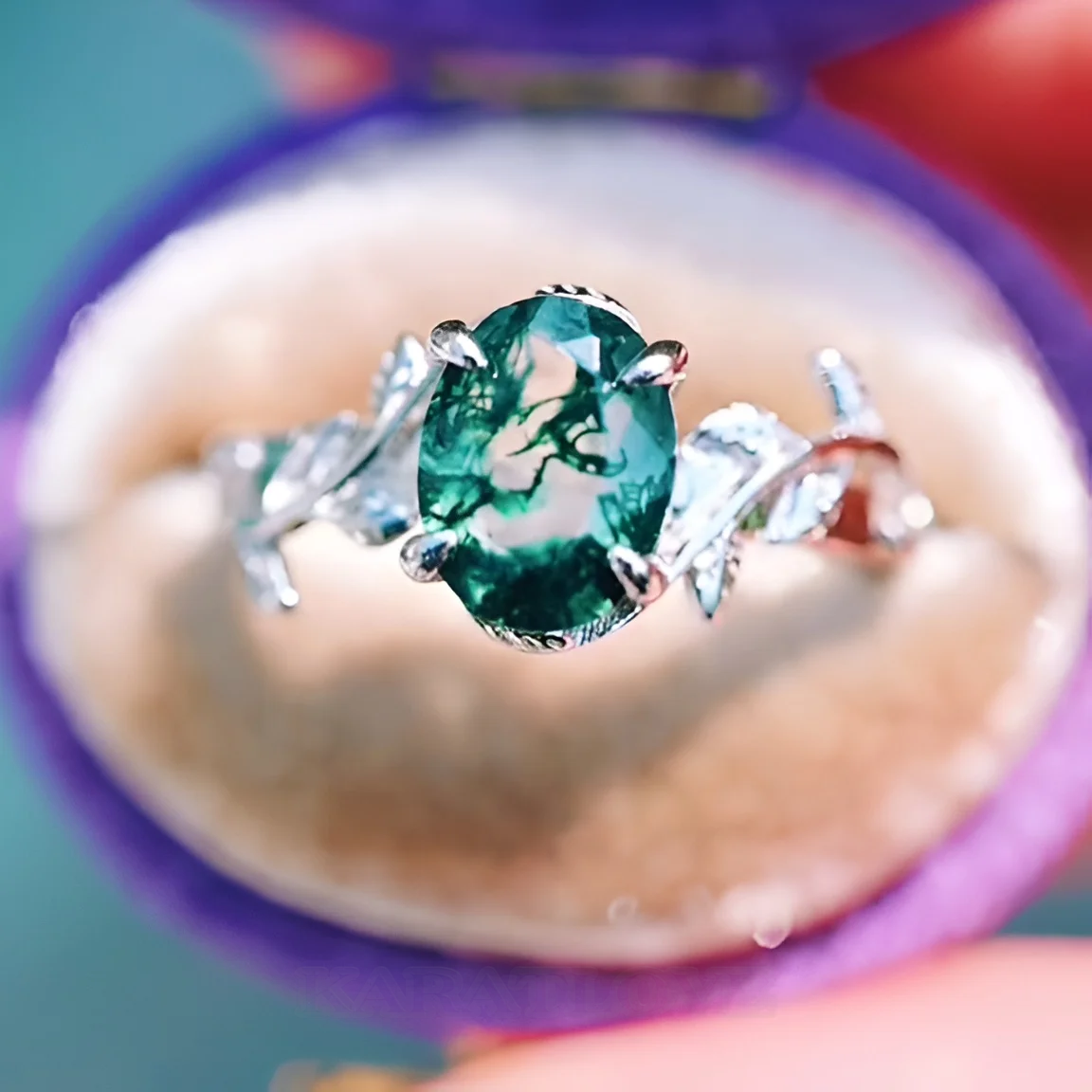 Oval Cut Green Moss Agate Nature Inspired Sterling Silver Engagement Ring Oval Cut Green Moss Agate Nature Inspired Sterling Silver Engagement Ring