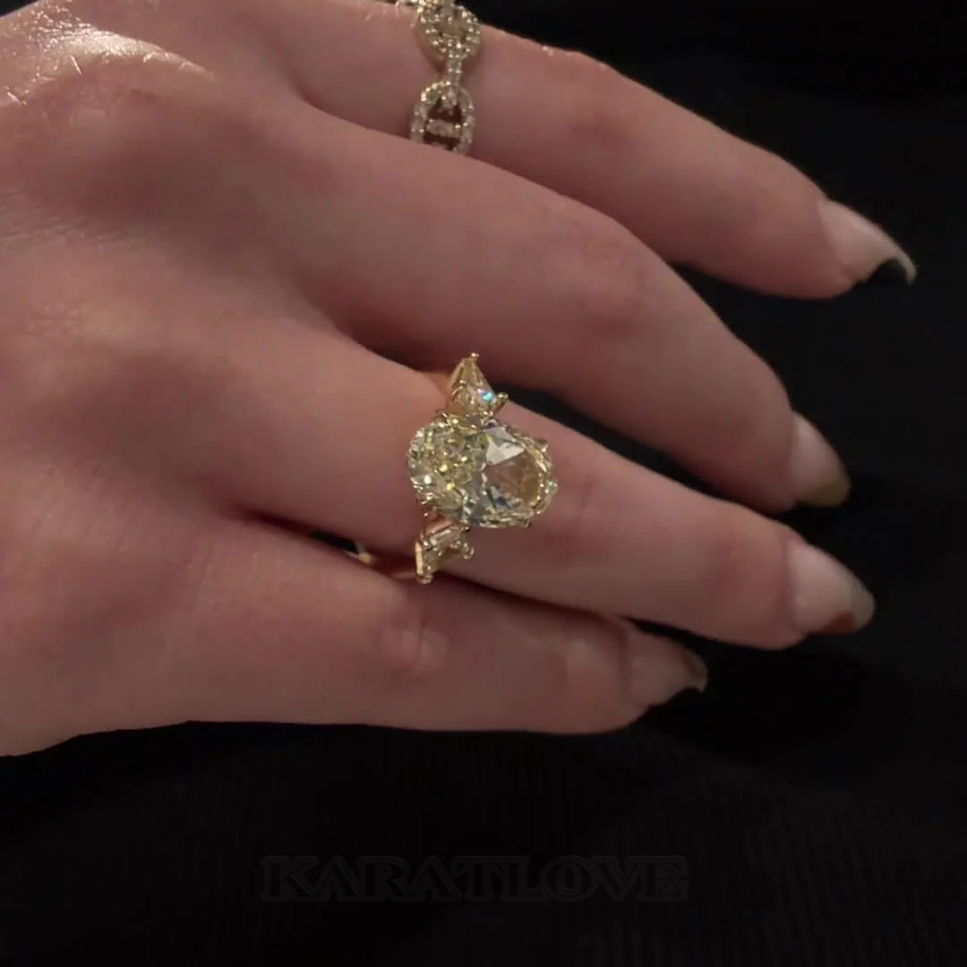 Oval Cut Citrine Yellow Sterling Silver Yellow Gold 3-Stone Engagement Ring