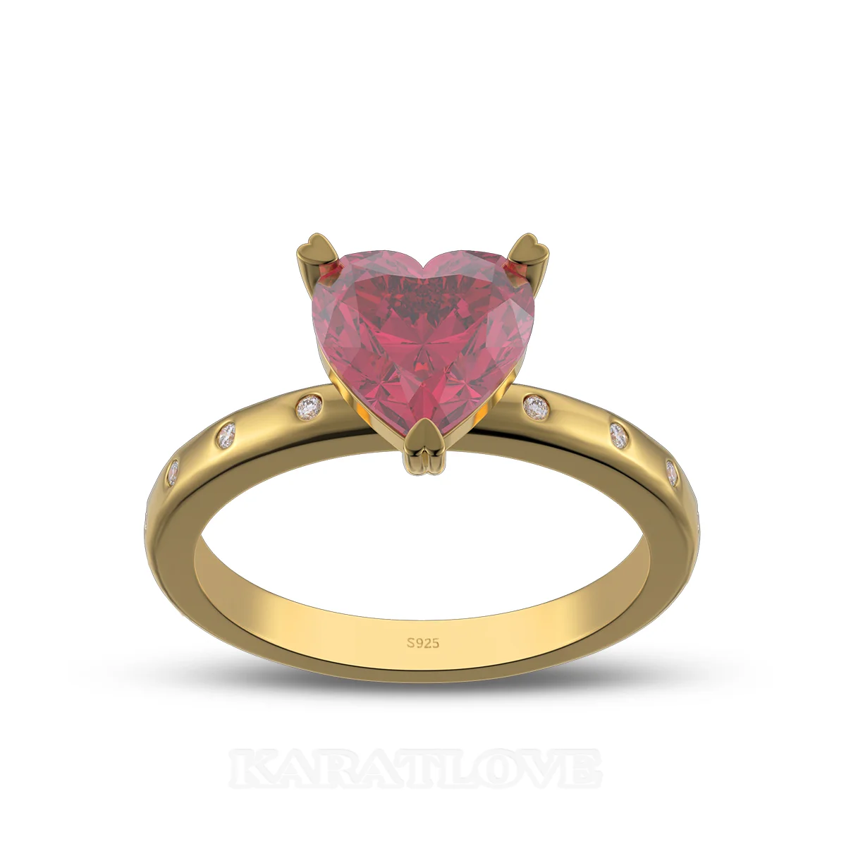 Heart Cut Diamond White Sterling Silver Yellow Gold Engagement Ring