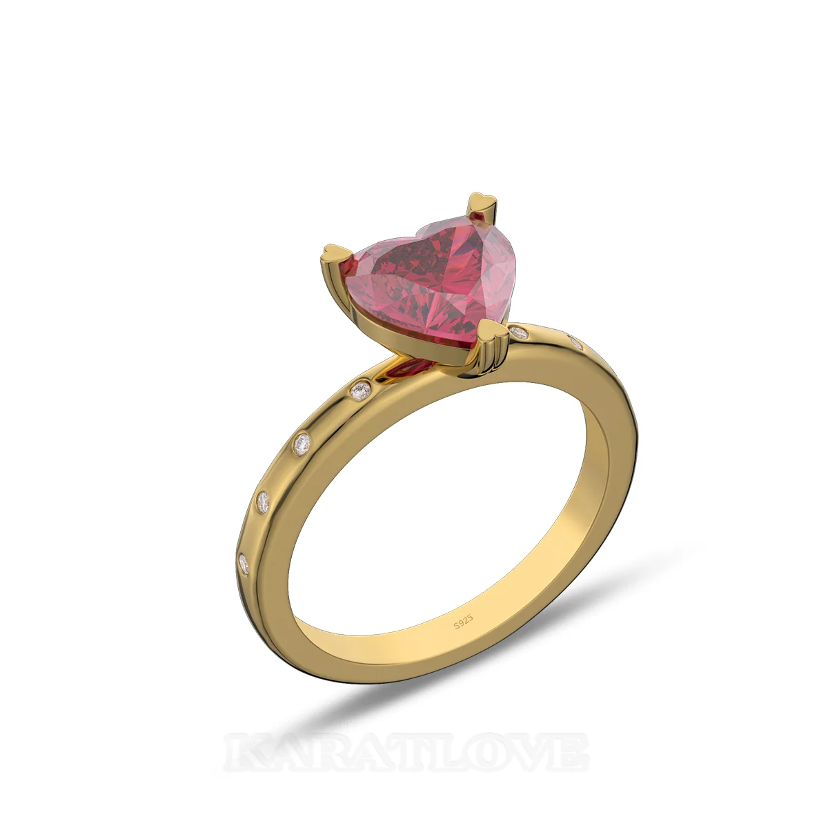 Heart Cut Diamond White Sterling Silver Yellow Gold Engagement Ring