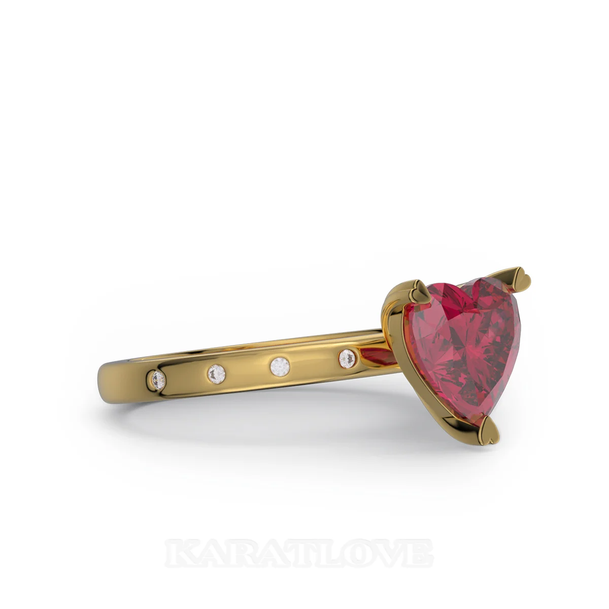 Heart Cut Diamond White Sterling Silver Yellow Gold Engagement Ring