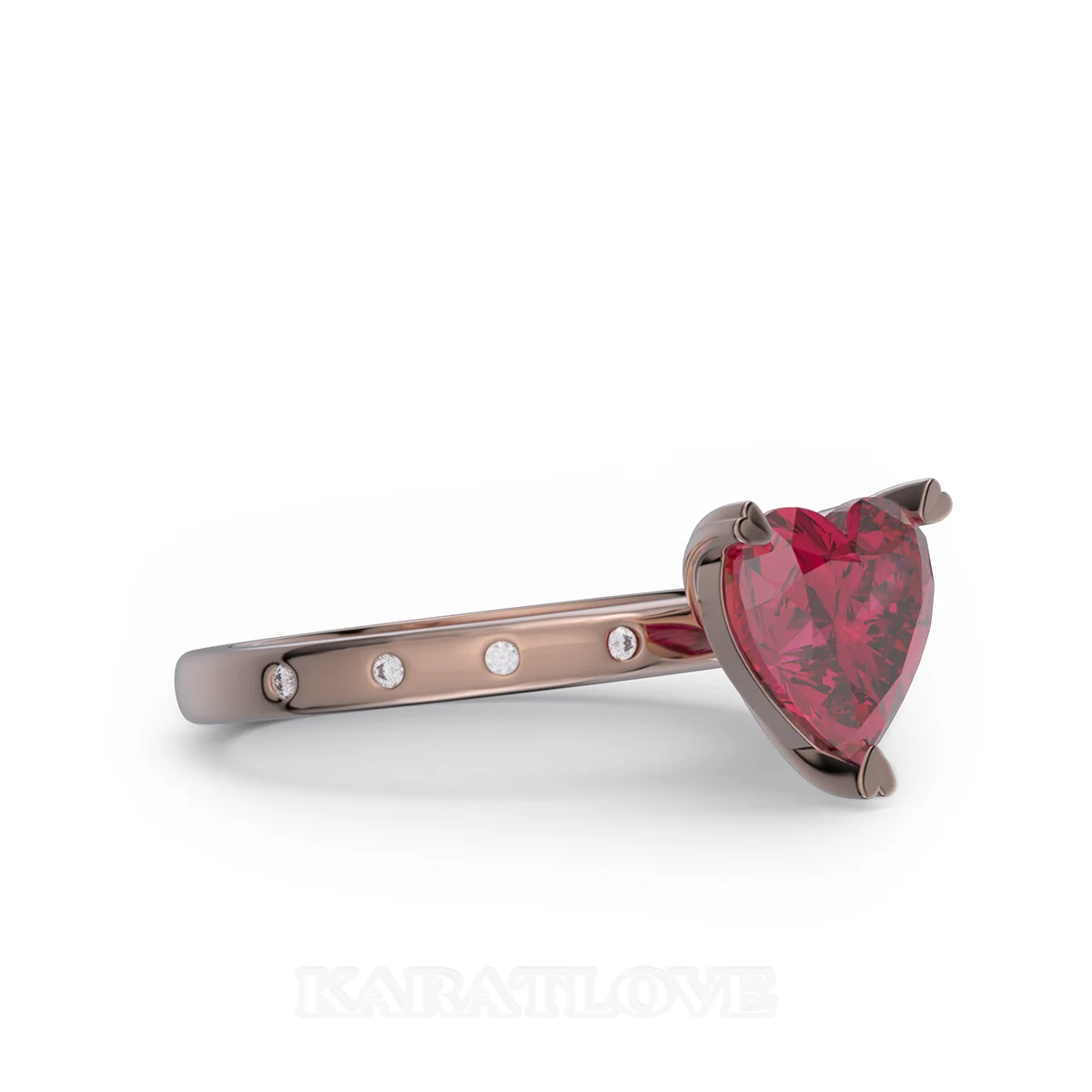 Heart Cut Diamond White Sterling Silver Rose Gold Engagement Ring