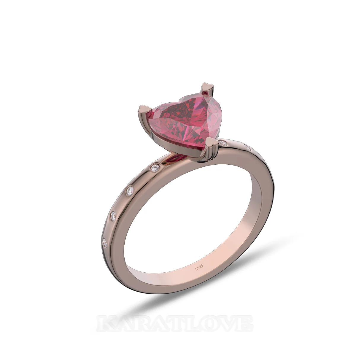 Heart Cut Diamond White Sterling Silver Rose Gold Engagement Ring