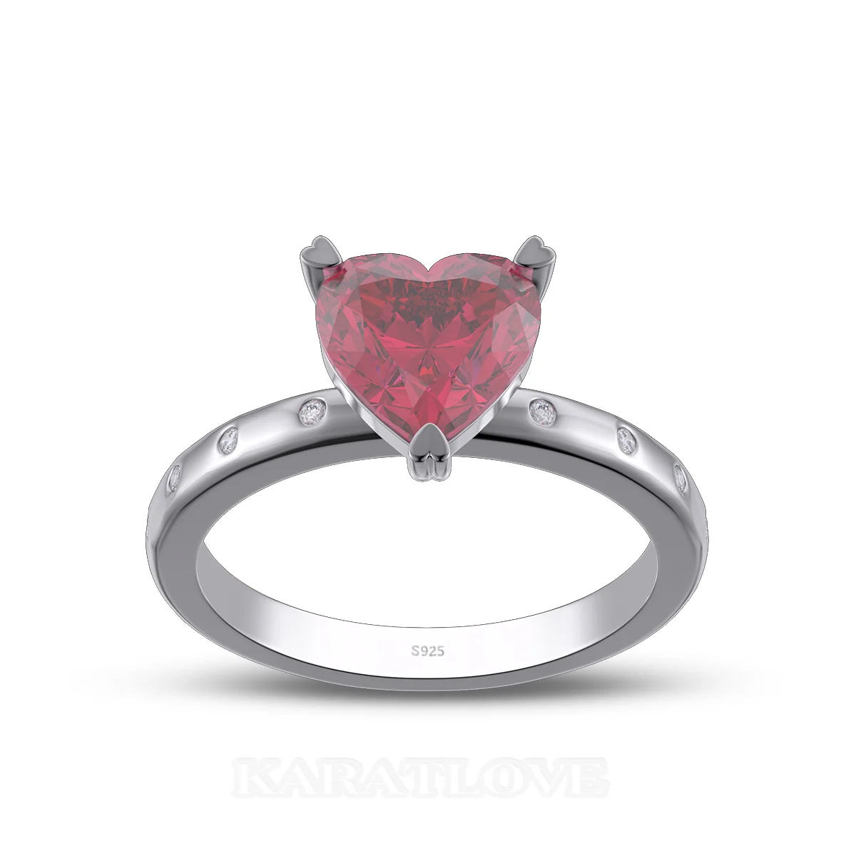 Heart Cut Diamond White Sterling Silver Engagement Ring