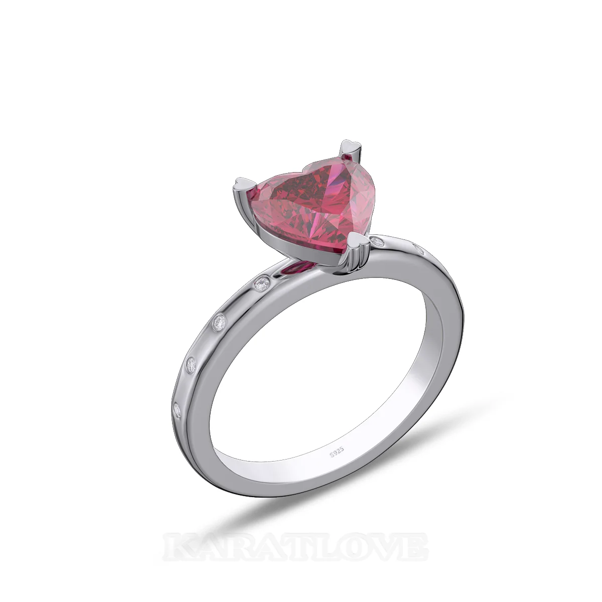 Heart Cut Diamond White Sterling Silver Engagement Ring