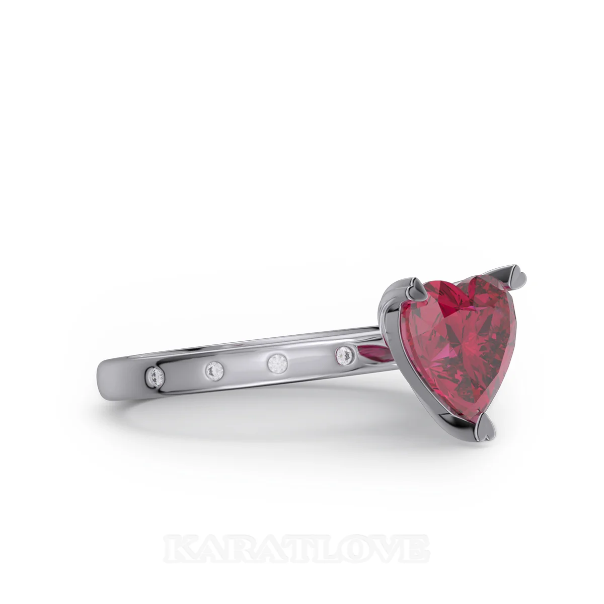 Heart Cut Diamond White Sterling Silver Engagement Ring