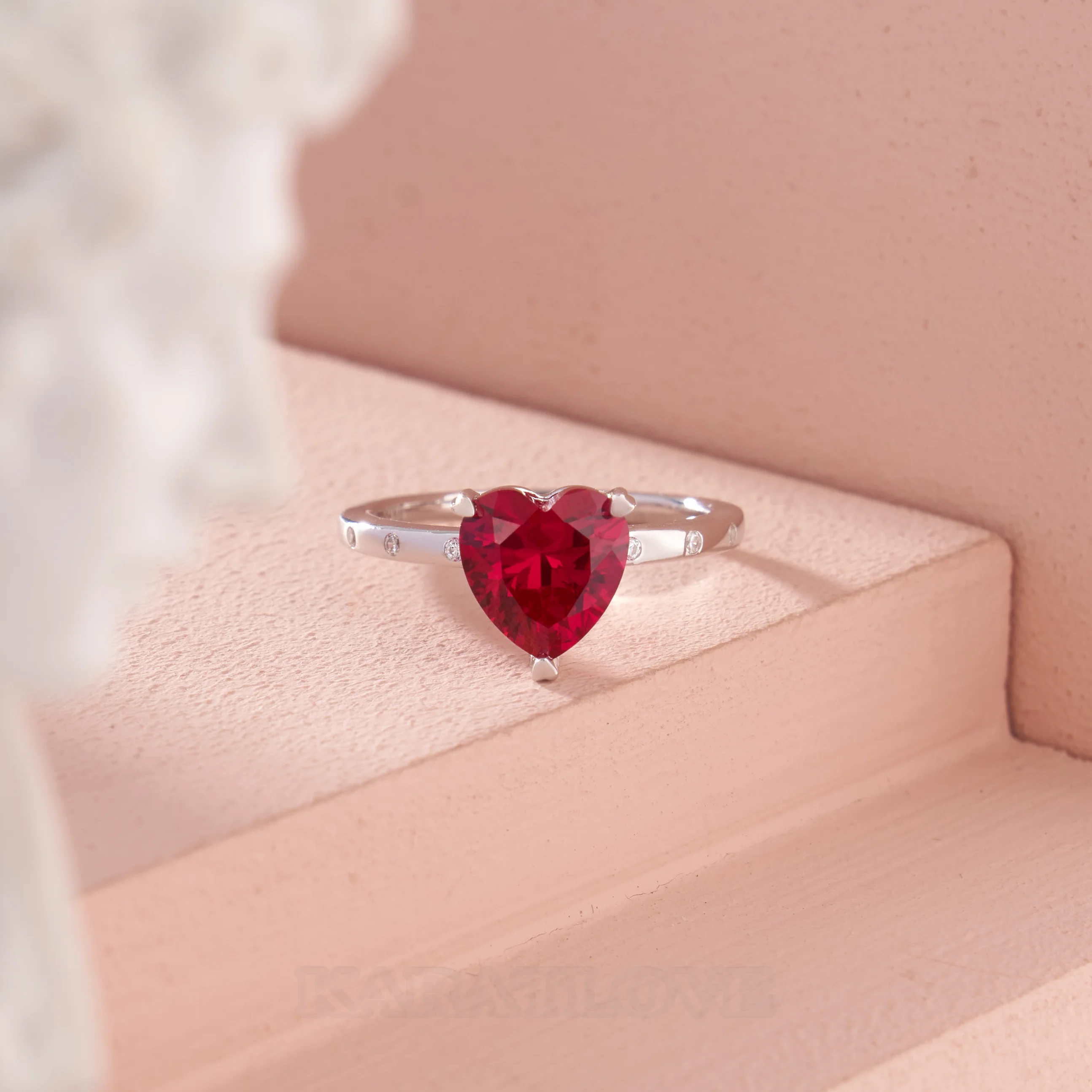 Heart Cut Diamond White Sterling Silver Engagement Ring