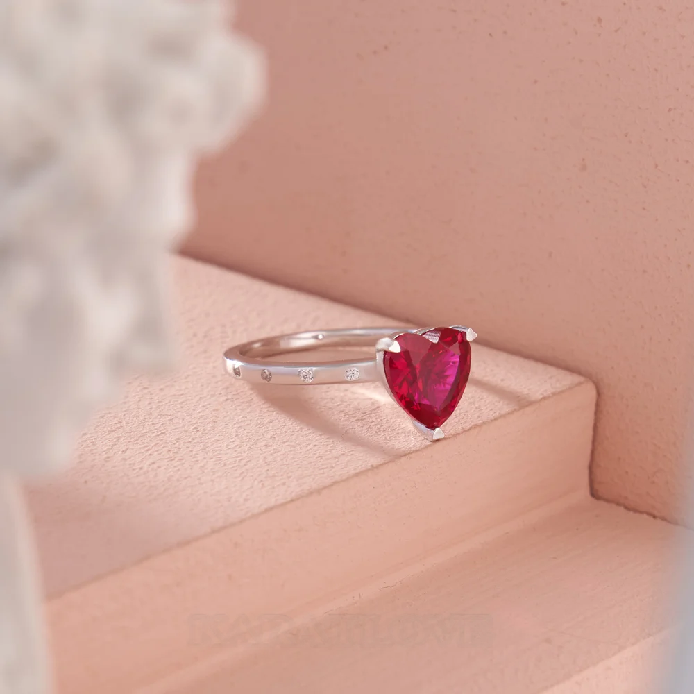Heart Cut Diamond White Sterling Silver Engagement Ring