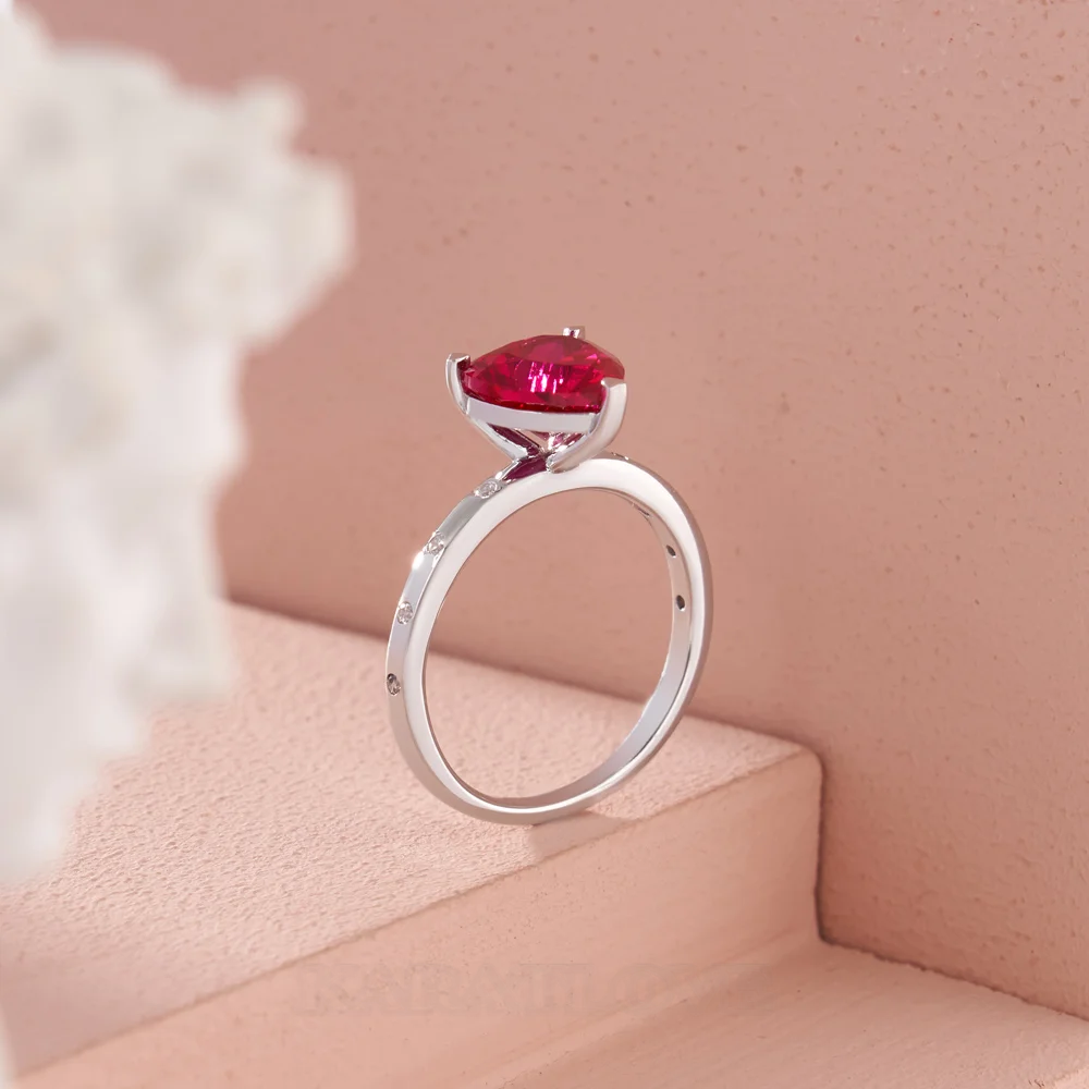 Heart Cut Diamond White Sterling Silver Engagement Ring