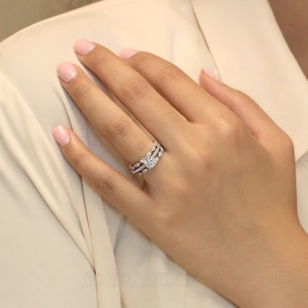 Round Cut Diamond White Classic 3-Piece 925 Sterling Silver Ring Set
