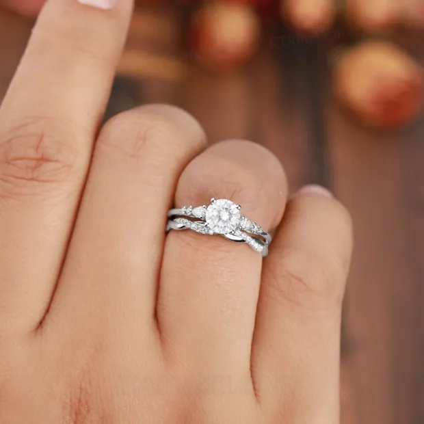 Round Cut Diamond White Classic 3-Stone 925 Sterling Silver Ring Set Round Cut Diamond White Classic 3-Stone 925 Sterling Silver Ring Set