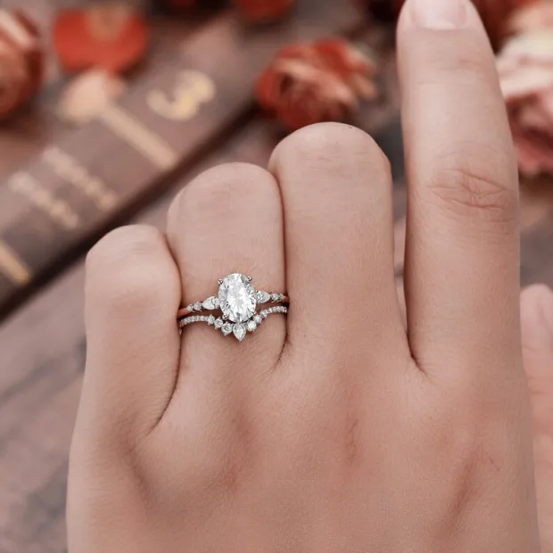Oval Cut Diamond White Classic 3-Stone 925 Sterling Silver Ring Set Oval Cut Diamond White Classic 3-Stone 925 Sterling Silver Ring Set