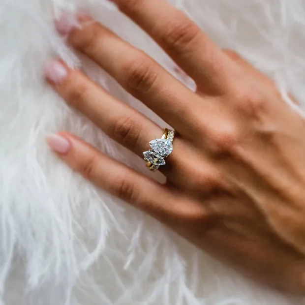 Pear Cut Marquise Cut Diamond White Classic 925 Sterling Silver Ring Set Pear Cut Marquise Cut Diamond White Classic 925 Sterling Silver Ring Set